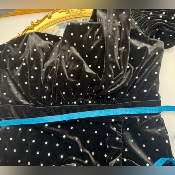 🆕 SELF-PORTRAIT 🧿 NWOT Velvet Diamante One Shoulder Mini Dress, Sz UK 12 US 8 - Picture 16 of 16